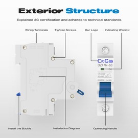 CGELE AC Miniature Circuit Breaker 6 Amp 1 Pole 120/240V Solar AC Disconnect Switch Thermal Magnetic Trip Din Rail Mount