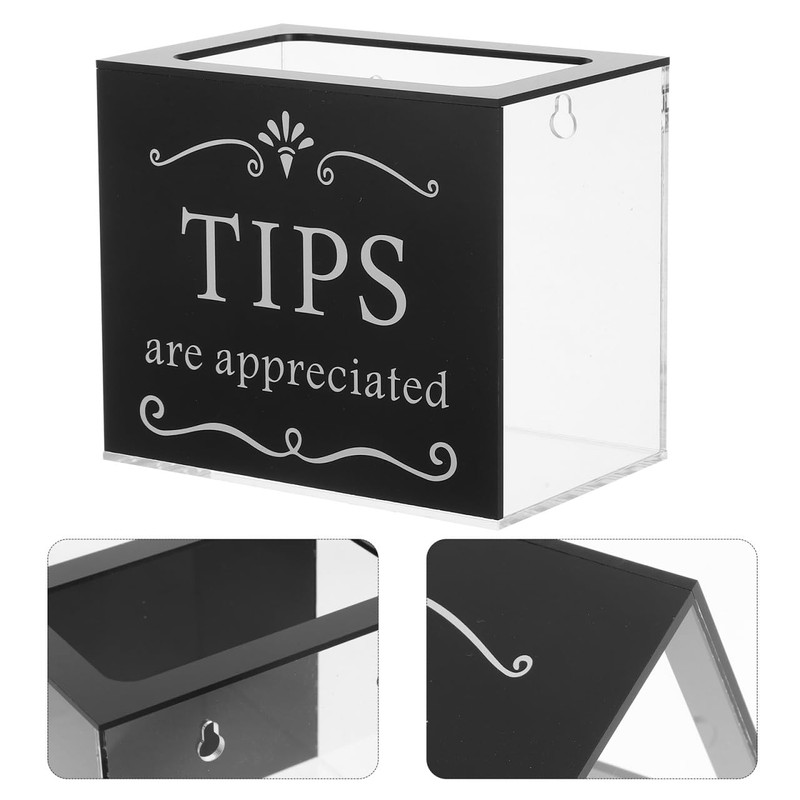 KALLORY Acrylic Donation Box Locking Tip Jar Money Bank Accounting