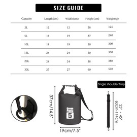 MORAINJAY 5L Black Dry Bags, Waterproof Bag with Long Adjustable Shoulder Strap,Large/Small Capacity 2L 5L 10L 15L 20L 30L Dry Sack for Outdoor Camping,Rafting,Swimming,Boating,Surfing