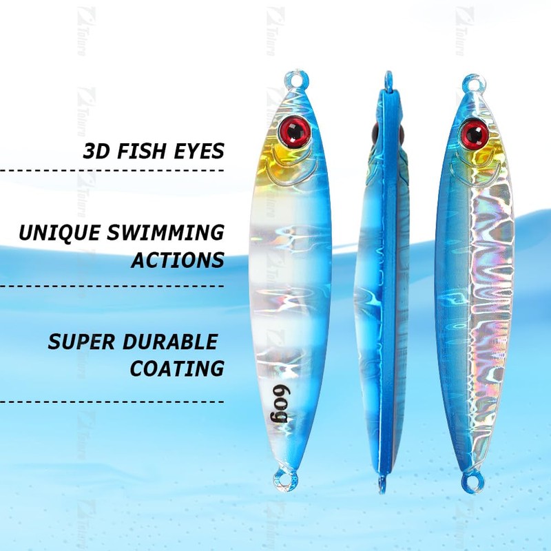 Tolure Tungsten Jig Jig Lure 60g 3D Eyes Fast Sinking