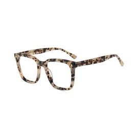 Firmoo Blue Light Filter Glasses without Prescription for Women/Men Large Frame Blue Light UV Safety Glasses Anti-Reflective Nerd Glasses Acetate, Tortoise