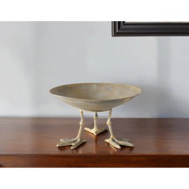 Homeroots 13" Gold Metal Round Centerpiece Bowl