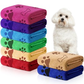 Chumia 8 Pcs Bulk Towels for Drying Dogs Cats Pet Towels Puppy Microfiber Quick Drying Dog Paw Bath Bathing Supplies Absorbent for Medium Pets(Bright Color,40 x 24 Inch)