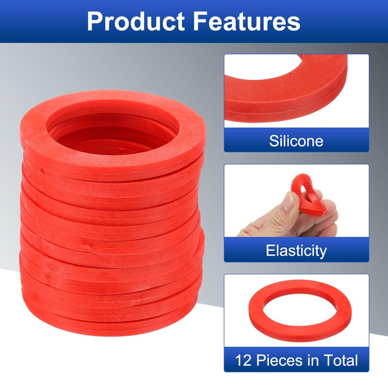 uxcell 12 Pcs Solid Silicone Flat Washer DN65 3-5/32" OD
