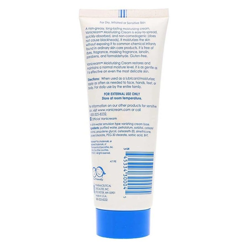 VANICREAM Skin Cream Tube 4 OZ by Vanicream