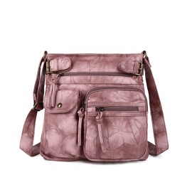 Angel Kiss Crossbody Bags for Women Washed Leather Shoulder Bags Multi Pocket Soft Hobo Purses and Medium Handbags