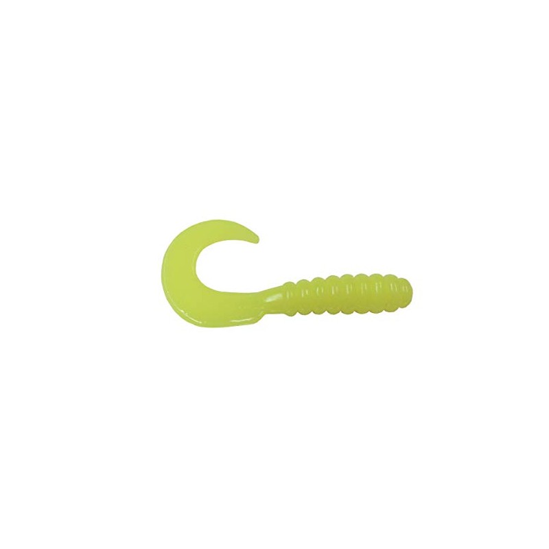 Twist Tail Grubs; Plastic Worms; 20 Pack; Hot Chartreuse (Opaque),