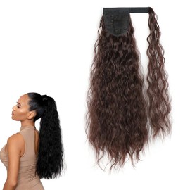 prinfantasy Clip-In Ponytail Extensions, Wavy Hair Extensions, Real Natural Synthetic Hair, Wrap On Ponytail, MW077