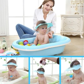 Kids Shampoo Protection – Hair Wash without Tears, for 0–9 Years Old, for Pulling Over, 100% Waterproof, Hair Washing Aid with Eye Protection and Ear Protection, Elastic Material, Certified, Pink or Blue