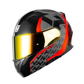 HAX Amatista Modular Flip-Up Dual Visor Motorcycle Helmet - DOT/ECE Approved, Lightweight, Comfortable, and Stylish Helmet for Men and Women (Wind Red XL)