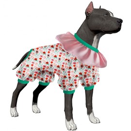 LovinPet Large Dogs Clothes, Large Dog Pajamas, Anti Licking Dog Recovery Suit, Lightweight Fashion Hill Flowers Red, Pink, Green Prints Dog Clothing, UV Protection, Easy Wearing Dog Jumpsuit XXL
