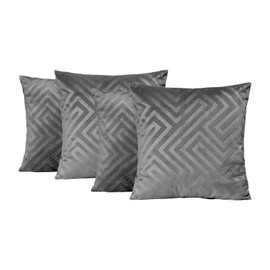 OHS Matt Velvet Geometric Grey Sofa Cushion Covers, Throw Pillows for Bedroom Sofa Living Room Cushions, Soft Comfy Cushion Covers for Cushion Pads, Charcoal Pack of 4