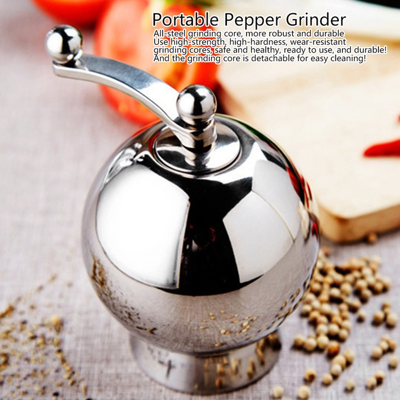 Portable Stainless Steel Pepper Mill Spice Grinder Household Kitchen Tool