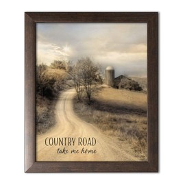 Gango Home Decor Country-Rustic Country Road Take Me Home by Lori Deiter (Ready to Hang); One 12x16in Brown Framed Print