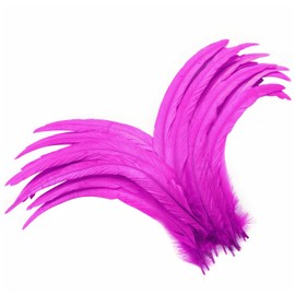 Holmgren Hot Pink Rooster Feathers - 60pcs 12-14inch Natural Large Rooster Tail Feathers Bulk for DIY Crafts, Costume, Holiday Themed Party Decoration (Hot Pink)