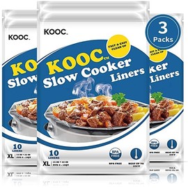 KOOC Slow Cooker Liners 14"x22" 30 Count Extra Large Size Disposable Pot Liners Cooking Bags Fit 6 qt to 10 qt Pot BPA Free Fresh Locking Seal Design