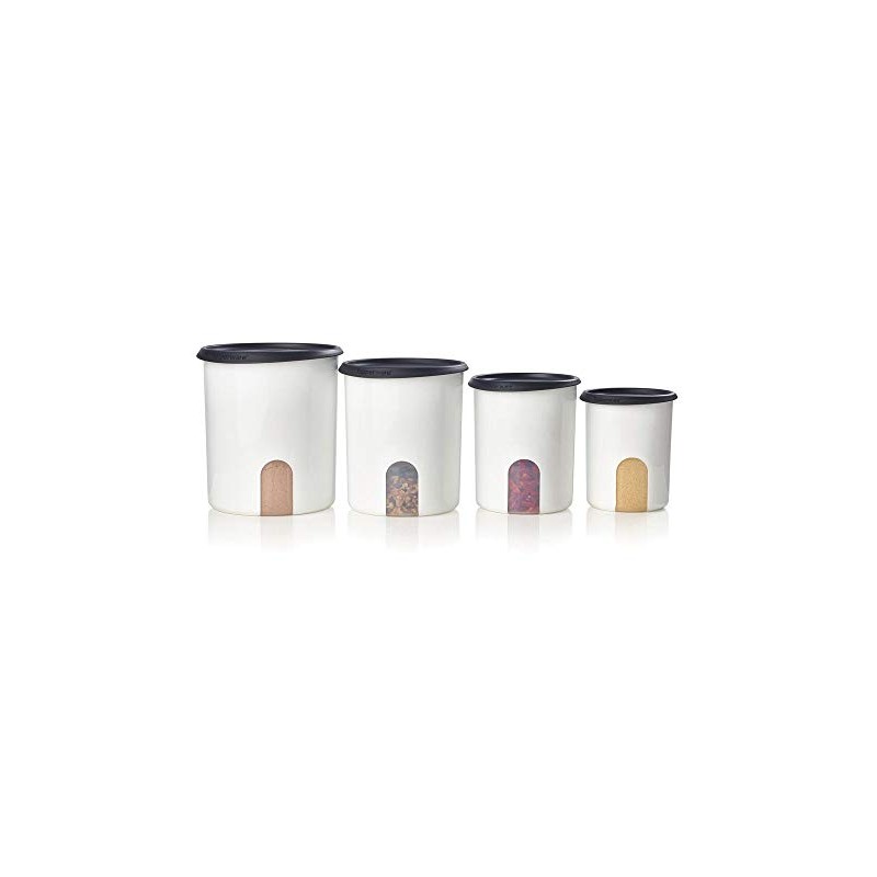 Tupperware One Touch Reminder Canisters, Set of 4, Black