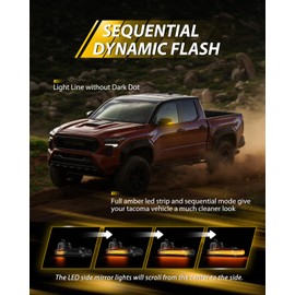 LESAUCE LED Side Mirrors LED Sequential Dynamic Smoked Lens Turn Signal Lights for 2016-2023 Toyota Tacoma, 2017-2024 RAV4 XA50, 2020-2024 Highlander XU70, Pack of 2