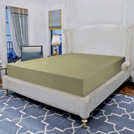 Elegant Comfort Luxurious Wrinkle Resistant 1500 Thread Count Egyptian Quality 1-Piece Fitted Sheet All Around Elastic -Deep Pocket- Ultra Soft Bottom Fitted Sheet, Queen, Sage-Green