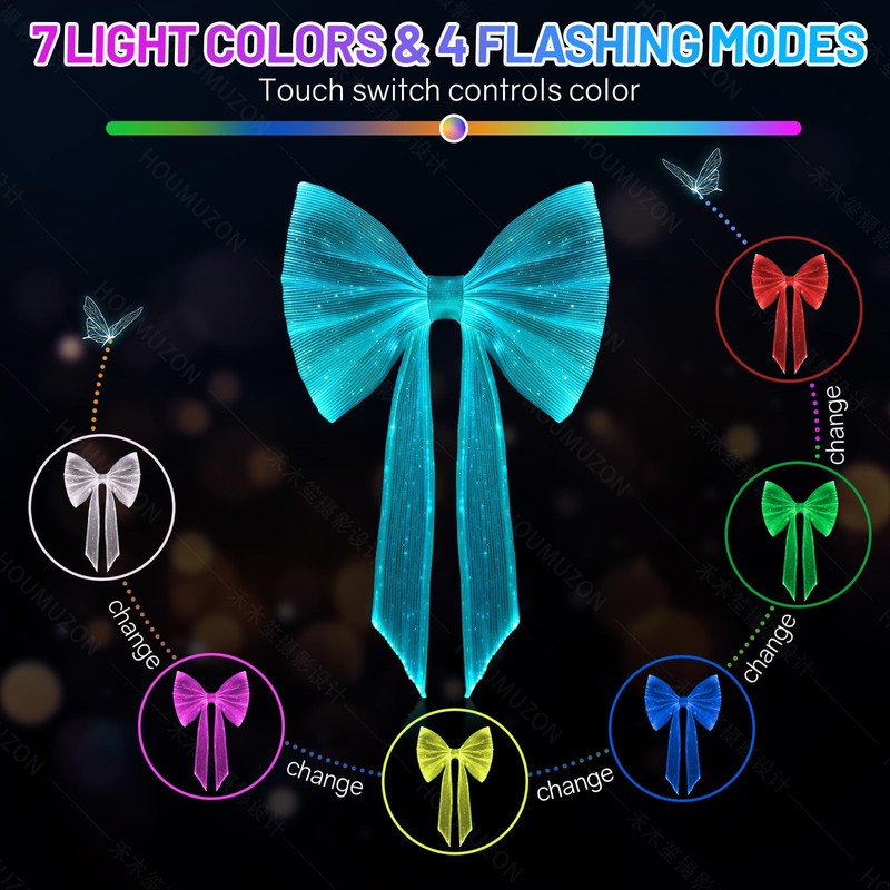 Lumisonata Light up Hair Accessories 7 Colors LED Hair Bow