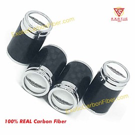 Exotic Carbon Fiber Aston Martin Black Logo on White Carbon Fiber Tire Valve Caps- Perfect Gift!