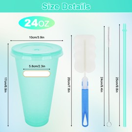 BELICOO 12 Pack Color Changing Cups, 24oz Plastic Cups with Straws & Lids, Reusable Iced Coffee Cup Cold Water Cup Set for Travel Party