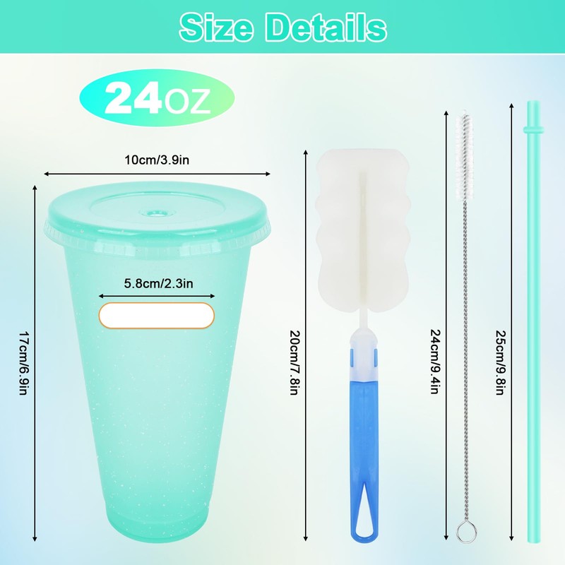 BELICOO 12 Pack Color Changing Cups, 24oz Plastic Cups with