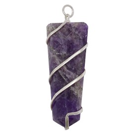 Harmonize Amethyst Wire Wrapped Flat Pendant Reiki Healing Crystal Spiritual Dowsing