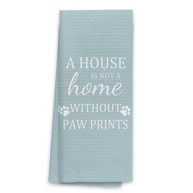 TNUW Dog Kitchen Towels 16″×24″, Dog Decorations for The Home,A House is Not A Home Without Paw Prints Soft and Absorbent Kitchen Tea Towel Dish Towels Hand Towels, Dog Lovers Gifts for Women(Blue 1)
