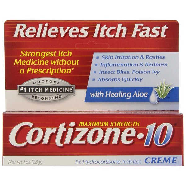Cortizone 10 Maximum Strength Creme With Aloe 1 oz., 1% Hydrocortisone Anti-Itch Creme