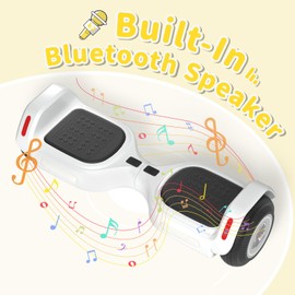 SIMATE 6.5" Bluetooth Scooter, LED Lights & APP & Music Speaker, Long Battery Life, Gifts for Kids & Adults & Girls & Boys, for All Ages