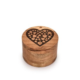 Indus Lifespace Spice Cellars Acacia Wood Salt or Spice Box with Swivel Cover Round Perfect For Keeping Table Salt, Gourmet Salts, Herbs (3.5" x 3.5" x 2.5")