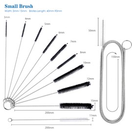 Cleaning Brushes, Pack of 11 Bottle Brush Long, Bottle Cleaning Brush, Straw Brush, Aquarium Hose Brush, Nylon Hose Brush Set for Test Tubes, Teapot Nozzle, Drinking Straws