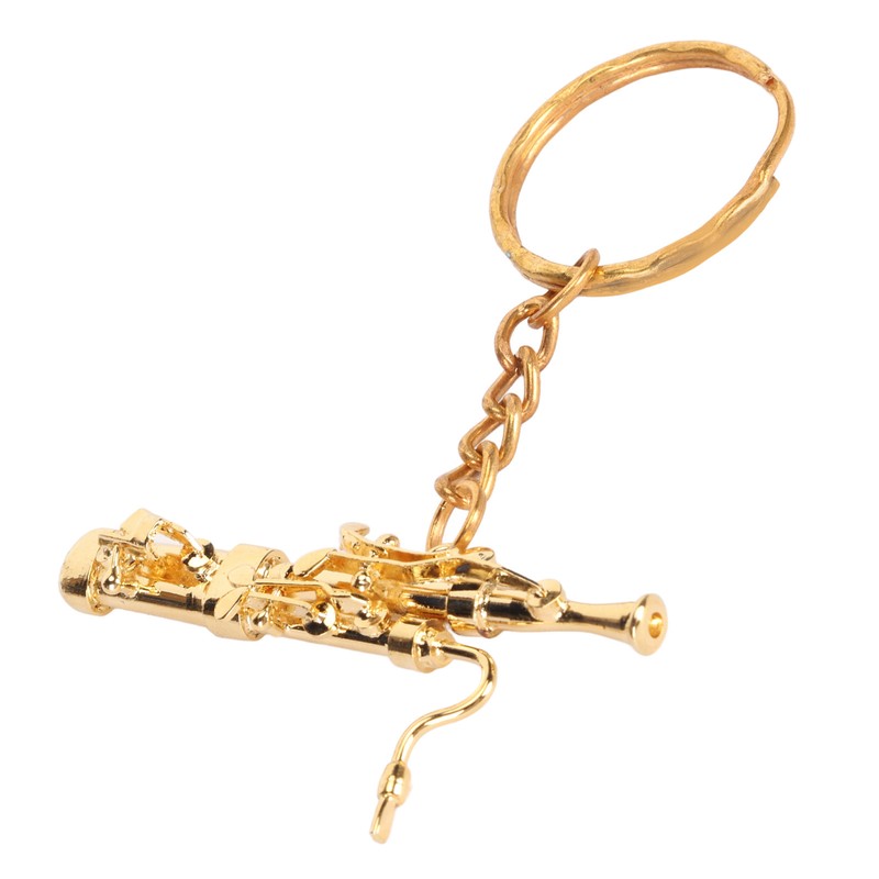 Mini Bassoon Shape Key Chain Adorable Brass Key Ring Pendant