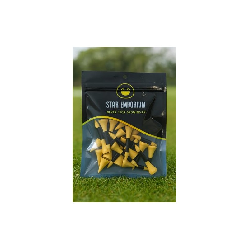 Star Emporium Bamboo Golf Tees, 38mm Length, Resealable 25 Pack