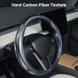 BenLoc Hard Carbon Fiber Steering Wheel Cover, Universal Car Steering Wheel Cover Protector, Segmented Non-Slip Carbon Fiber Car Wheel Cover (Gloss White Carbon Fiber)