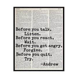 Inspirational Wall Art Decor Positive Quote Home Decoration Motivational Encouragement Gifts for Men Women Bedroom Living Room Bathroom Office Modern Decor for Home School UNFRAMED (8X10 INCH)