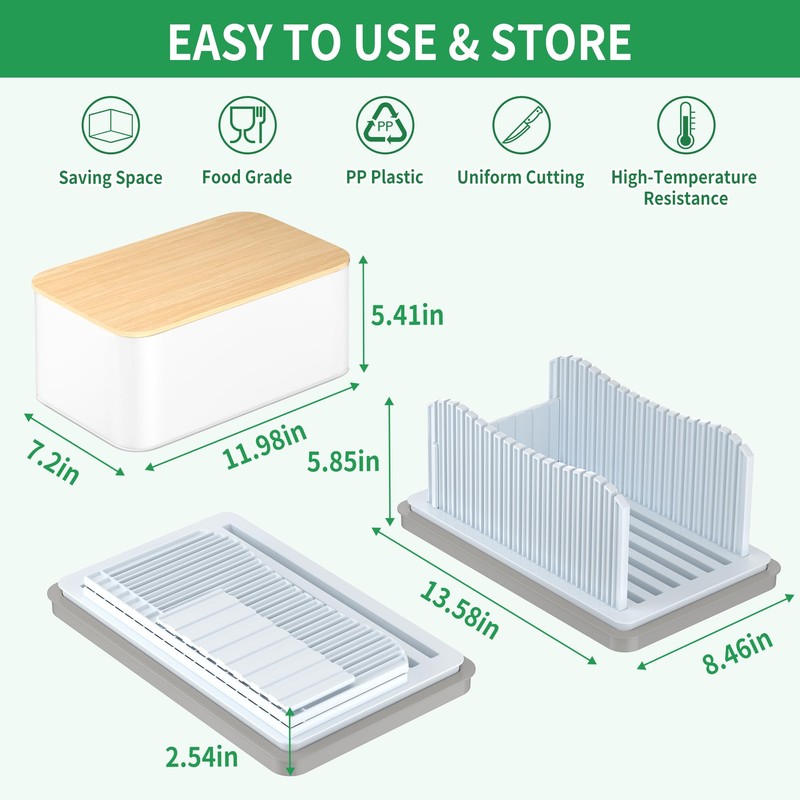 CAWIU Bread Slicer for Homemade Bread with Bread Box, Foldable