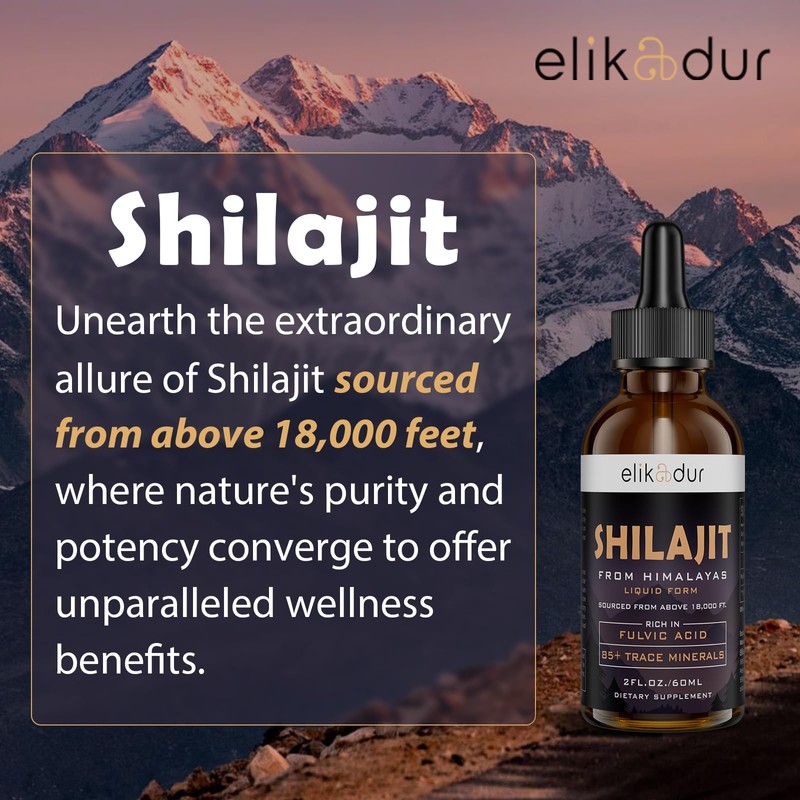 Elikadur Shilajit Resin Organic Liquid Supplement, Shilajit Himalayan Organic, Shilajit