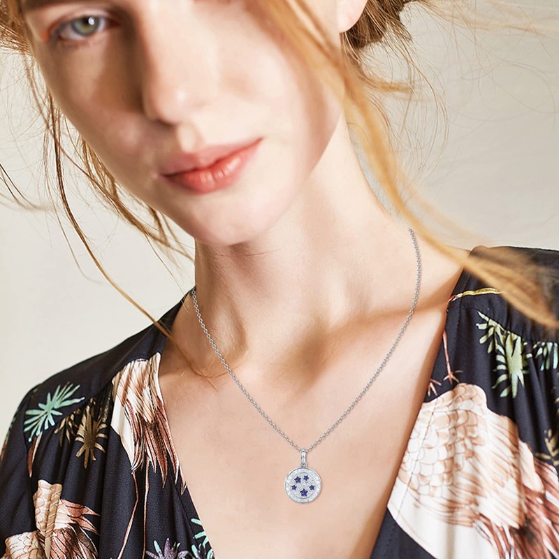 OHAYOO Opal Star Locket Necklace 925 Sterling Silver Locket for