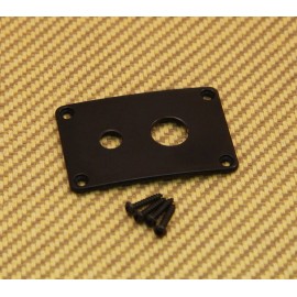 Aftermarket DHJP-B Rectangle Dual Hole Jack Plate For Guitar/Bass w/ Screws - Black