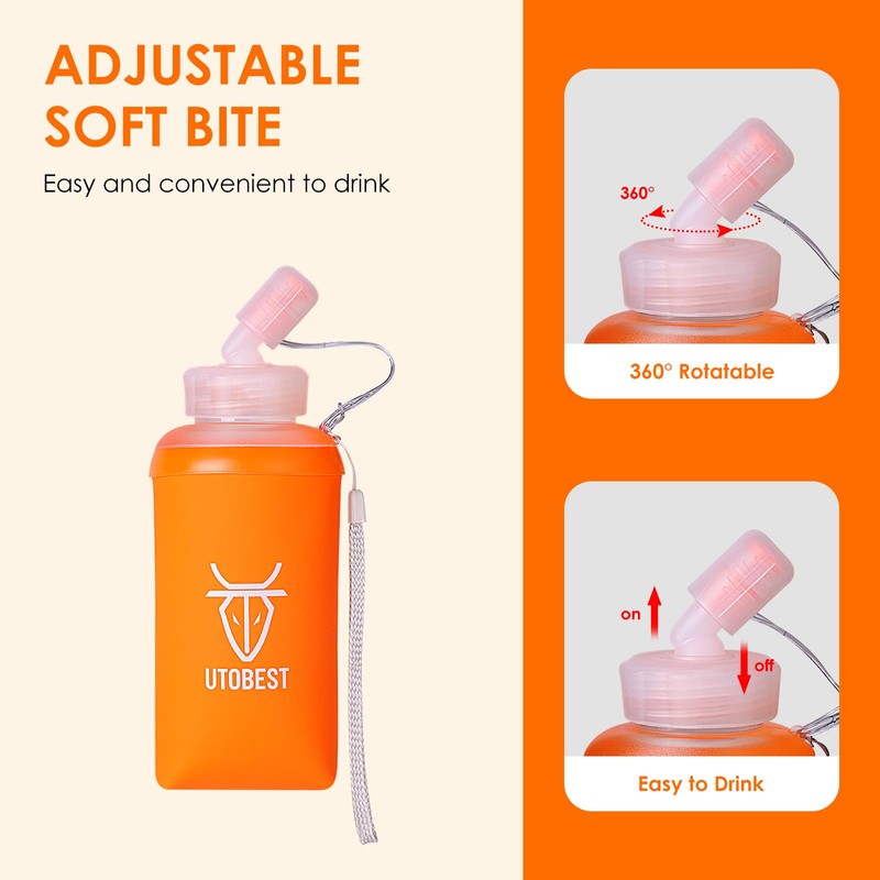 UTOBEST Soft Flask TPU, Collapsible Water Bottle Foldable Bottle for