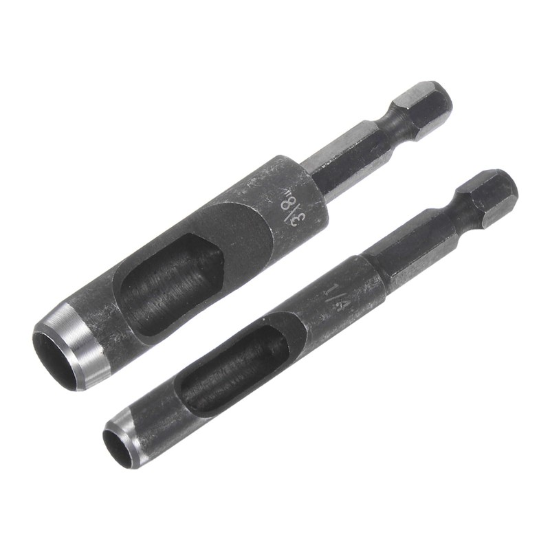 sourcing map 2pcs 1/4",3/8" Leather Hollow Hole Punch 1/4" Hex