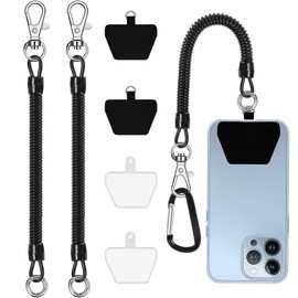 LunarCharm 2 Pack Phone Tether Anti-theft Phone Strap Coiled Cord for Outdoor Hiking and Climbing with Phone Chain Holder for Most Smartphones