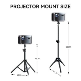 Gwezmxs Projector Stand Height Adjustable 32-60 cm, Projector Tripod 1/4 Inch Thread, Black Projector Stand with 360° Rotating Ball
