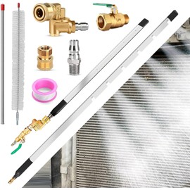 Radiator Cleaning Wand 2-Piece Set - 4500 PSI Stainless Steel Dual Water/Air Radiator cleaner Cleaner w/Pressure Washer Gun Adapter & Tips for Cars, Trucks, RVs, Heavy Equipment