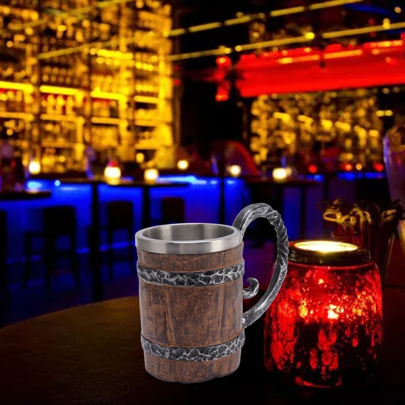 Viking Beer Mug with Handle 304 Stainless Steel Double Wall