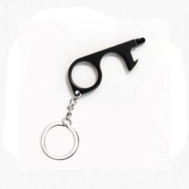 No-Touch Door Opener 1 Piece No-Touch Door Opener Key Ring Tool Safe Touch Key for Outdoor ATM Machine Lift (Black)
