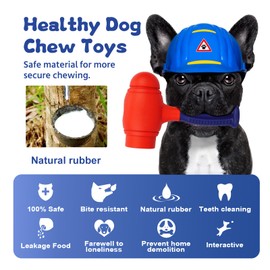 LapDog New Hammer Dog Toy for Agressive chewers, Indestructible Dog Chew Toy for Medium to Extra Large Dogs, Tough Dog Puzzle Toys, Treat Dispensing Durable Dog Toys, Dog Teeth Cleaning, Blue, Red