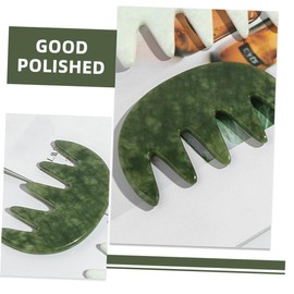 Green Jade Massage Comb for Scalp and Gua Sha - Natural Jade Stone, Large Teeth for Head Massage, Relieves Stress and Promotes Circulation